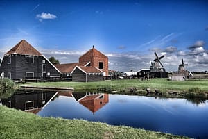 a farm with turbines